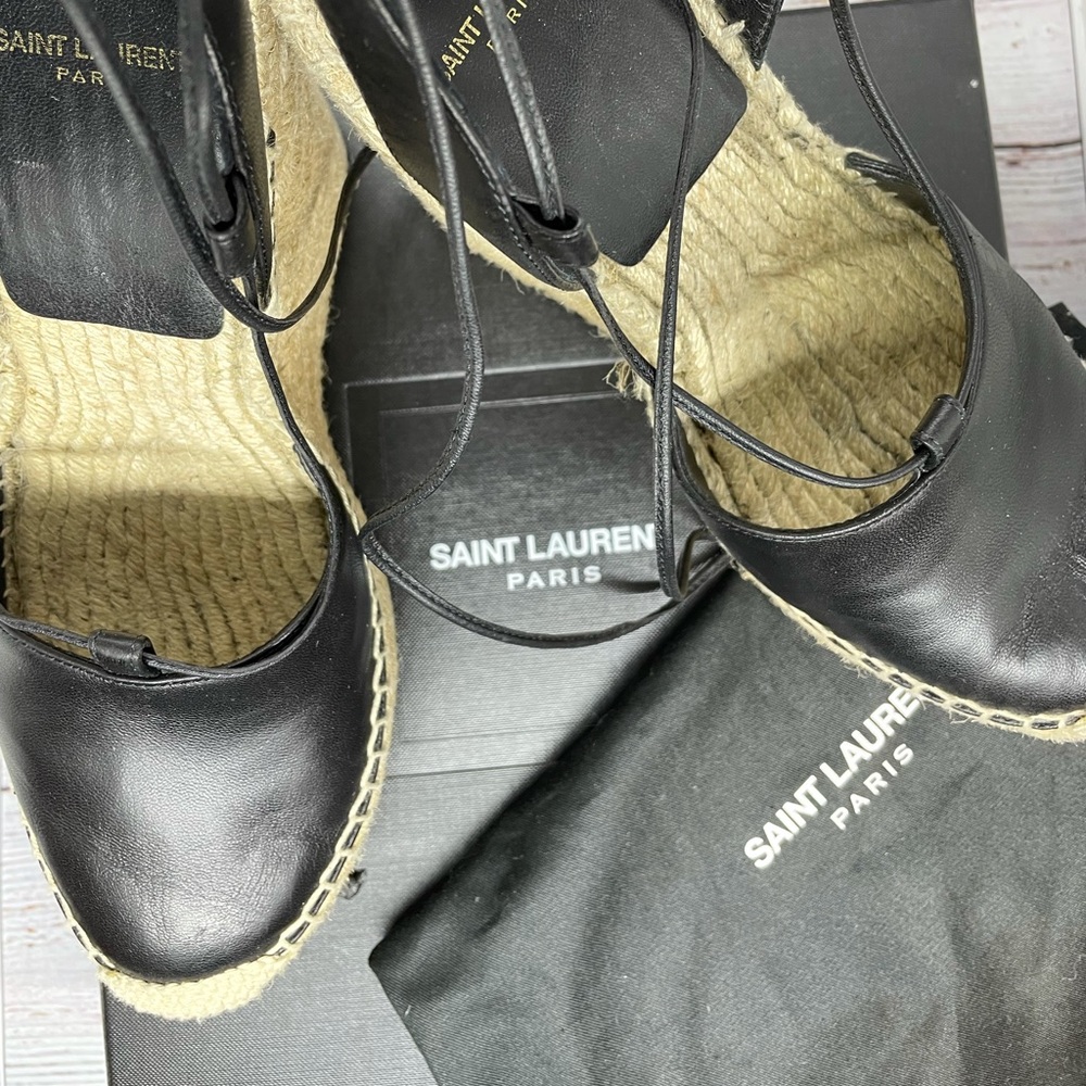YSL 85 MM Espadrille Leather W / NERO / size38 / 8US